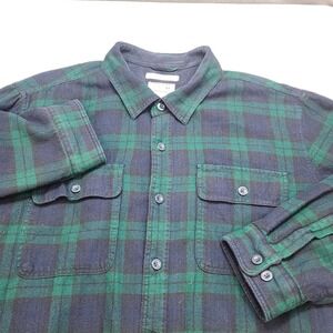 LL Bean‎ Jacket Men's Green Blue Plaid Fleece Lined Shirt Sz XXL